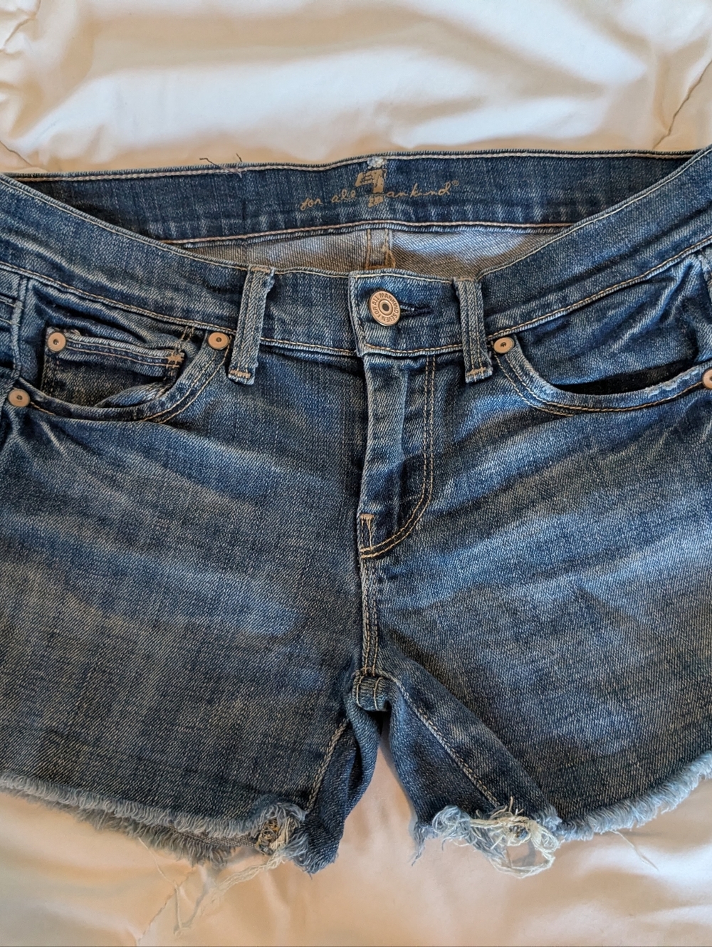 7 For All Mankind Blue Denim Shorts